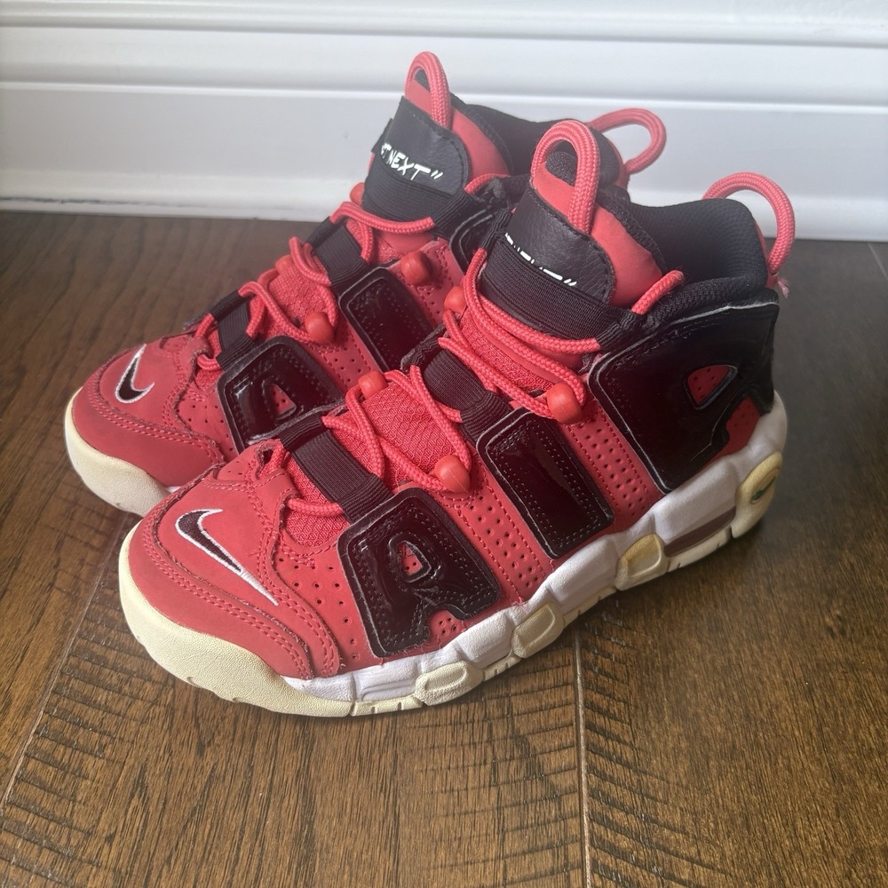 Nike Air More Uptempo Shoes Boys 4.5Y Red Black Basketball Sneakers DV2205-600